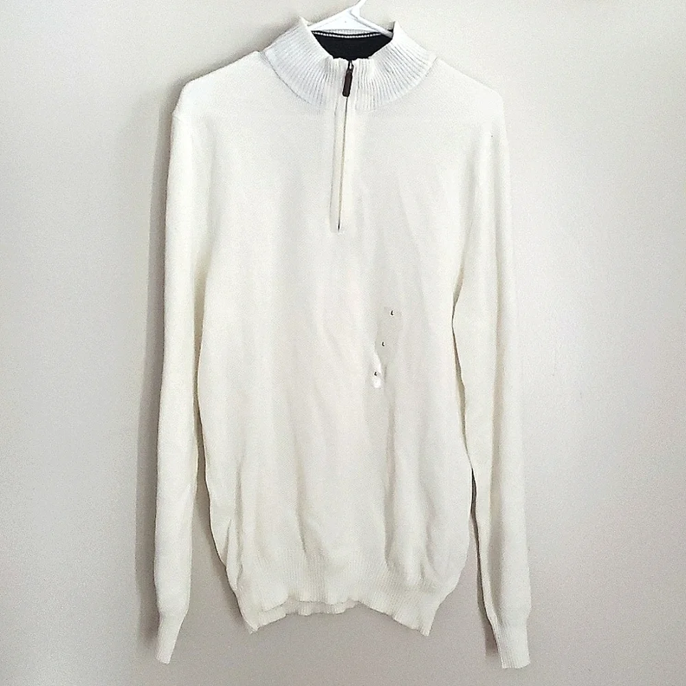 Men's Quarter-Zip Textured Cotton Sweater - Picture 2 of 7